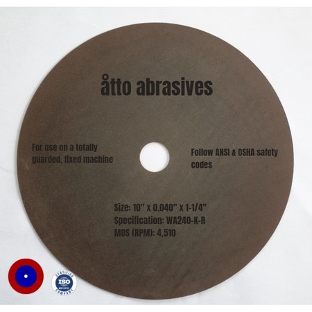 ATTO ABRASIVES Rubber-Bonded Non-Reinforced Cut-off Wheels 10"x 0.040"x 1-1/4" 3W250-100-PD